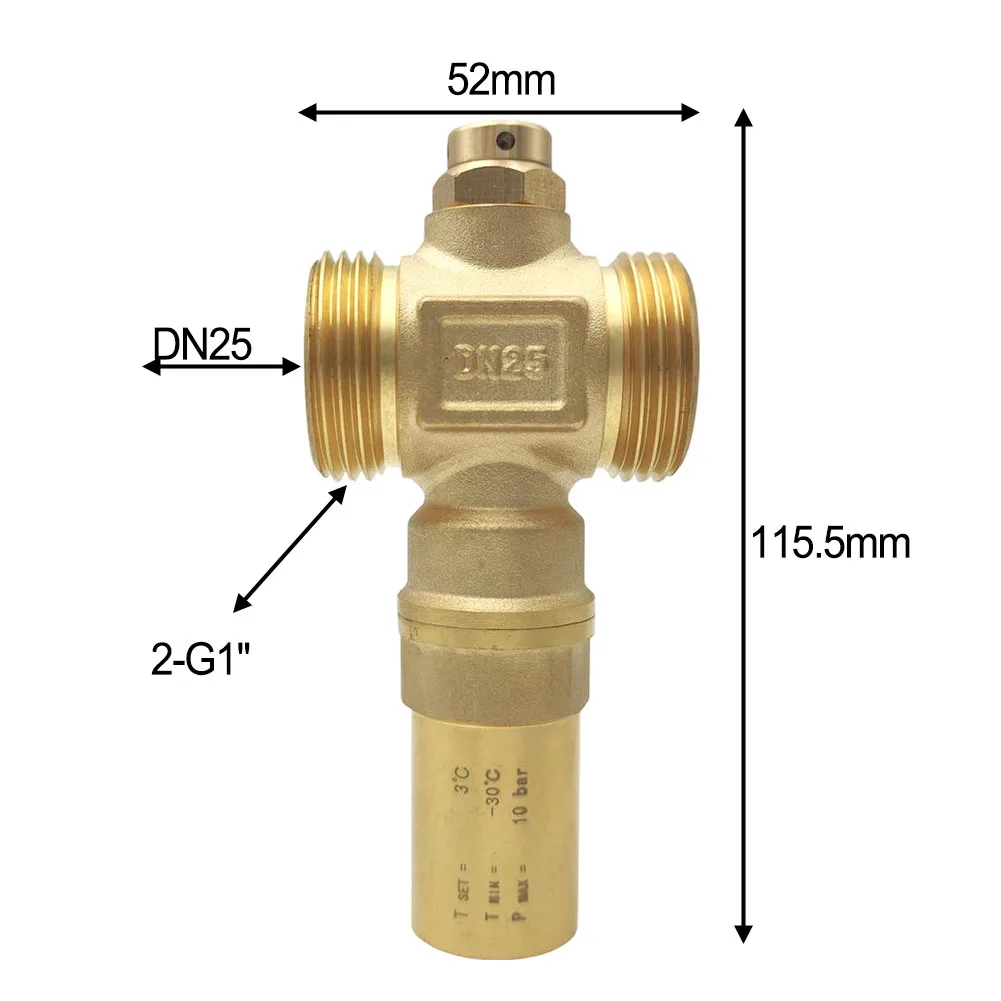 1/2pc 115.5*52mm  Brass Antifreeze Valve DN25 1 Inch For Floor Heating Systems Auto Drain Protection Below 3C Automatic Operate