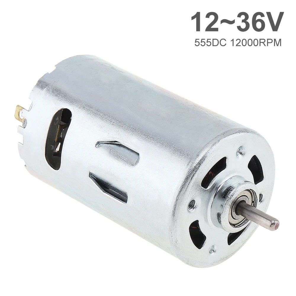 12-36V 555 DC Motor 3500-12000RPM High-speed Large Torque Ball Bearing Electric Motors for DIY Model Small Drill Micro Machine