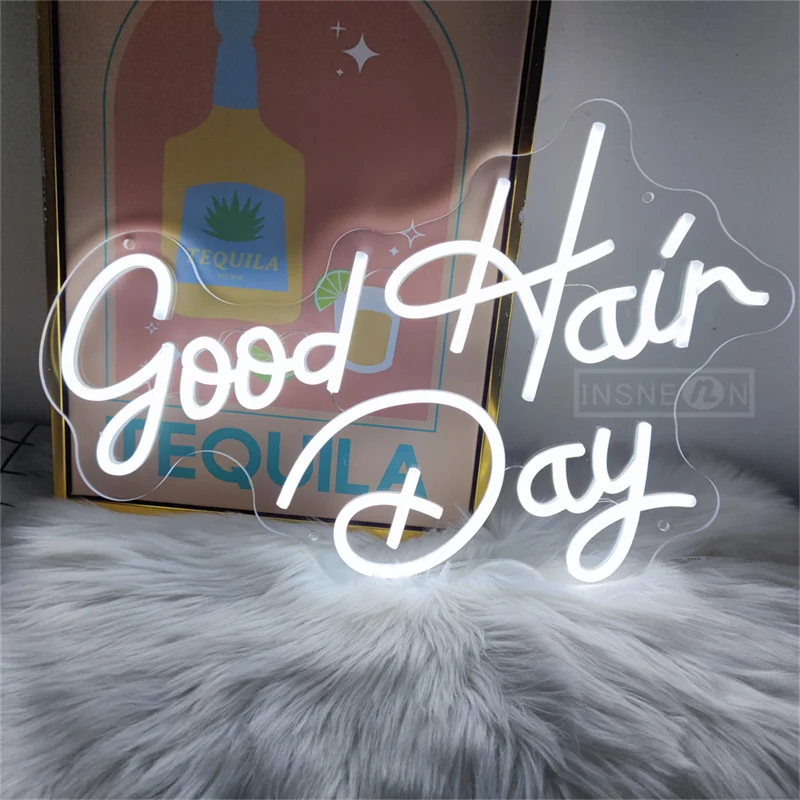 Good Hair Day Neon Signs Wall Hanging Acrylic Material Room Decor Neon Sign Light for Beauty Salon Hair Salon  Home Unique Gifts