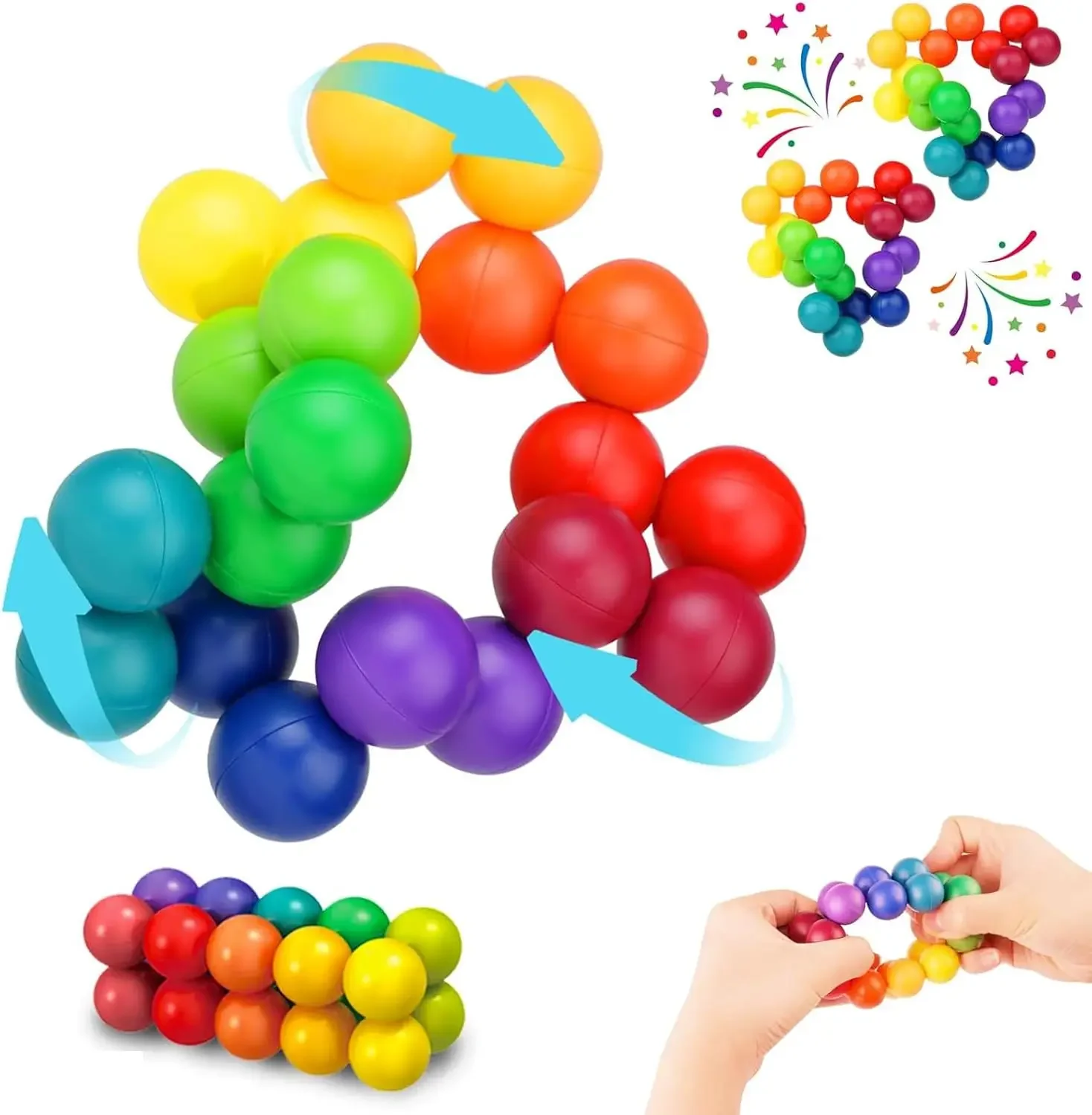 Sensory Fidget Toys Autism Fidget Ball Autistic ADHD Cool Desk Toy Calm Down Travel Airplane Toys Stuffers Gift for Kids Girls