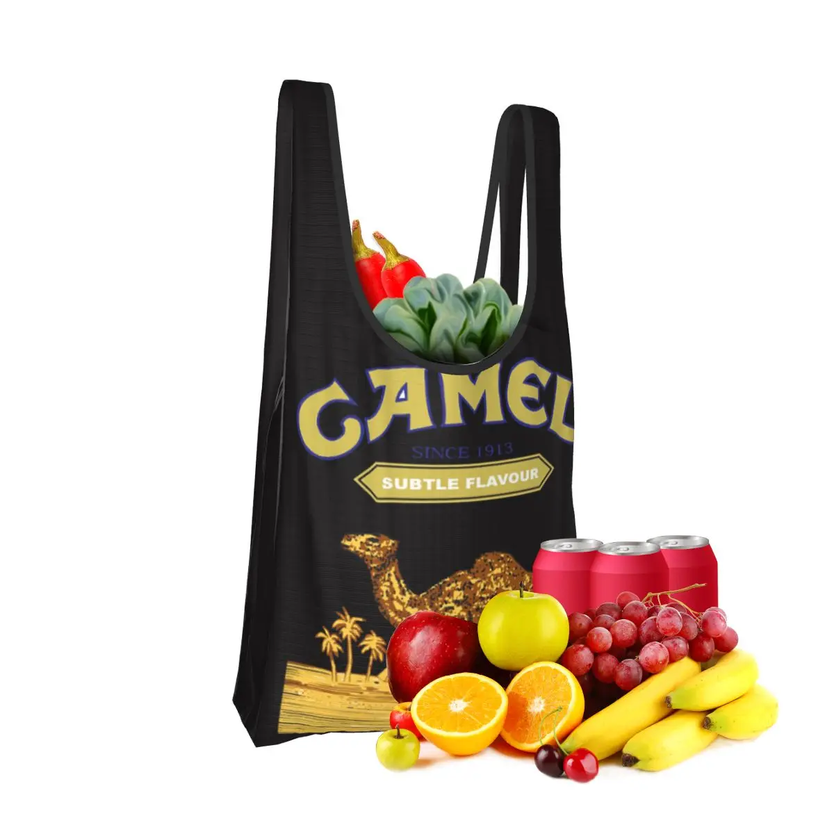 

Camel Cigarettes Shopping Bag Portable Tote Bags Foldable Shoulder Shopper Bag Groceries Handbag
