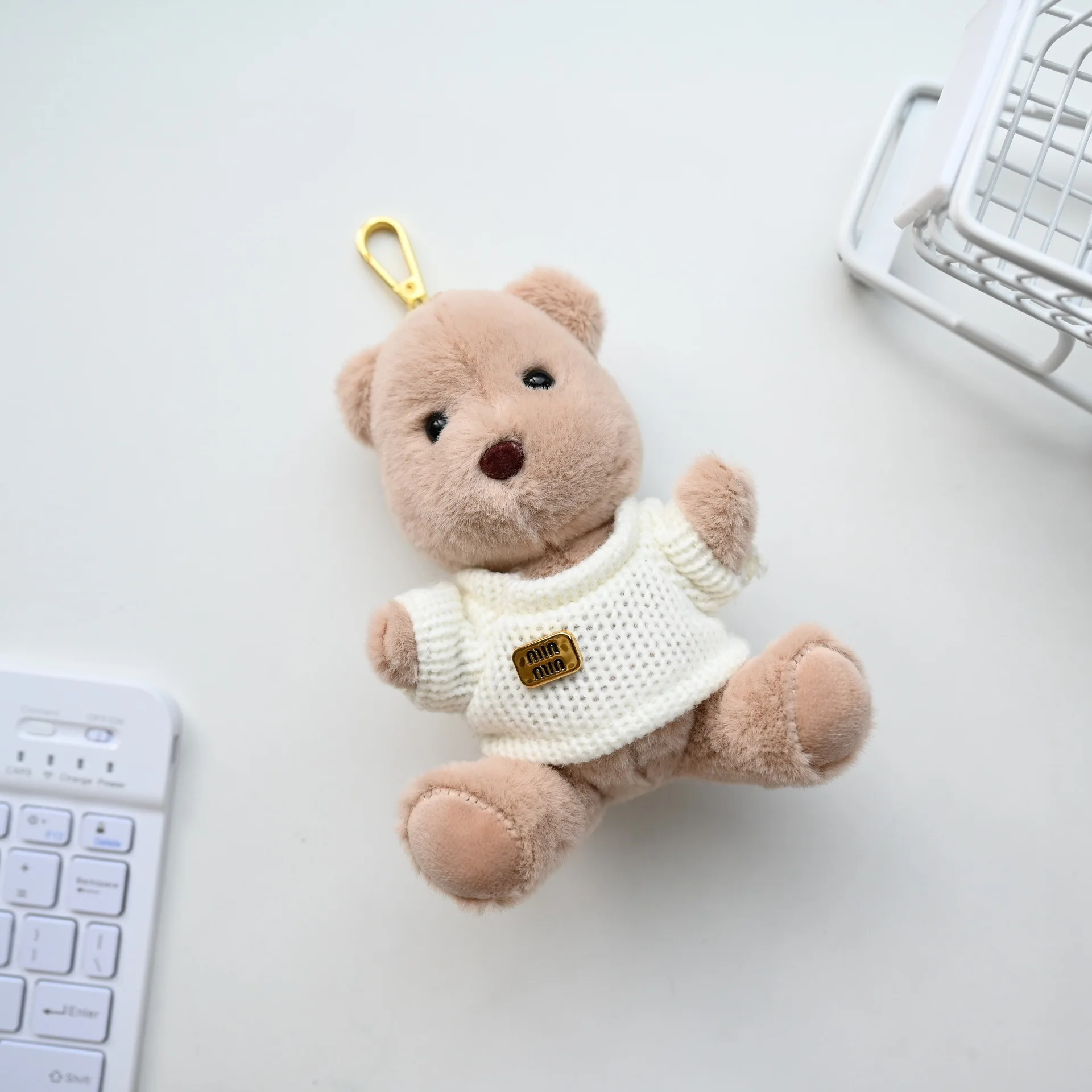 Porte-clés ours du nouvel an, pull d'hiver de 13cm, poupée douce et mignonne, décor suspendu pour Couples, cintre de sac, cadeau mignon, 2026