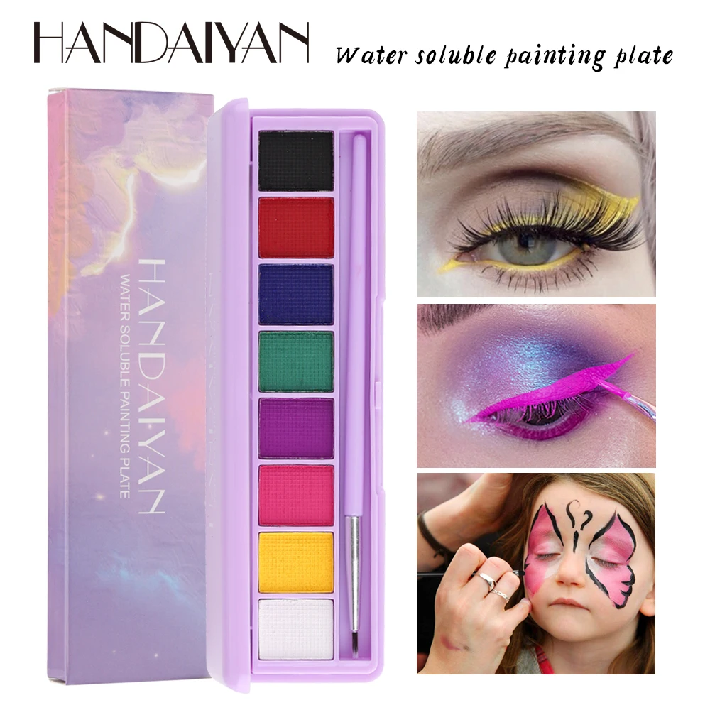 HANDAIYAN 8color water-activated eyeliner eyeshadow palette, face paint, color Halloween eyeliner, UV black light fluorescent fa