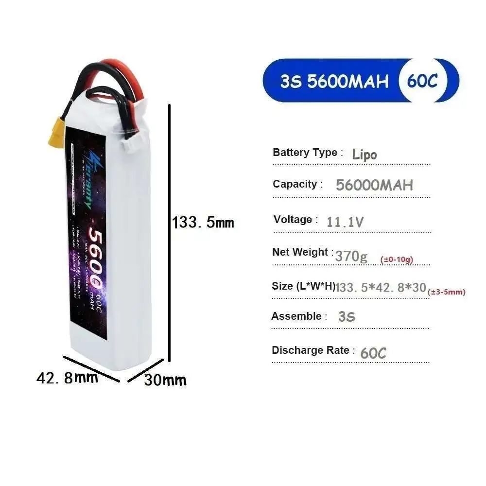 TERANTY 5600MAH 60C 2S 3S 4S 6S يبو بطارية ل RC هليكوبتر الطائرات كوادكوبتر سيارات طائرة 7.4 فولت 11.1 فولت 14.8 فولت 22.2 فولت البطارية