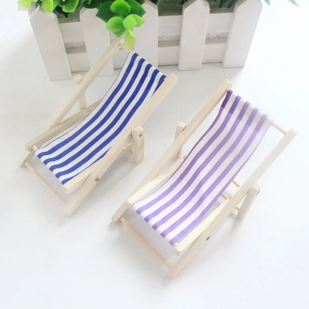 Mini House Crafts Beach Chair Decorations Miniature Furniture Bamboo Adornments Travel Toys