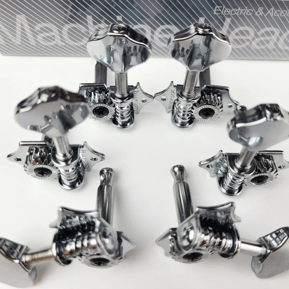 WILKINSON WJ-28N 3R3L Vintage Chrome Silver Open Butterbean Guitar Tuners Machine Head Parts 19:1 Gear Ratio