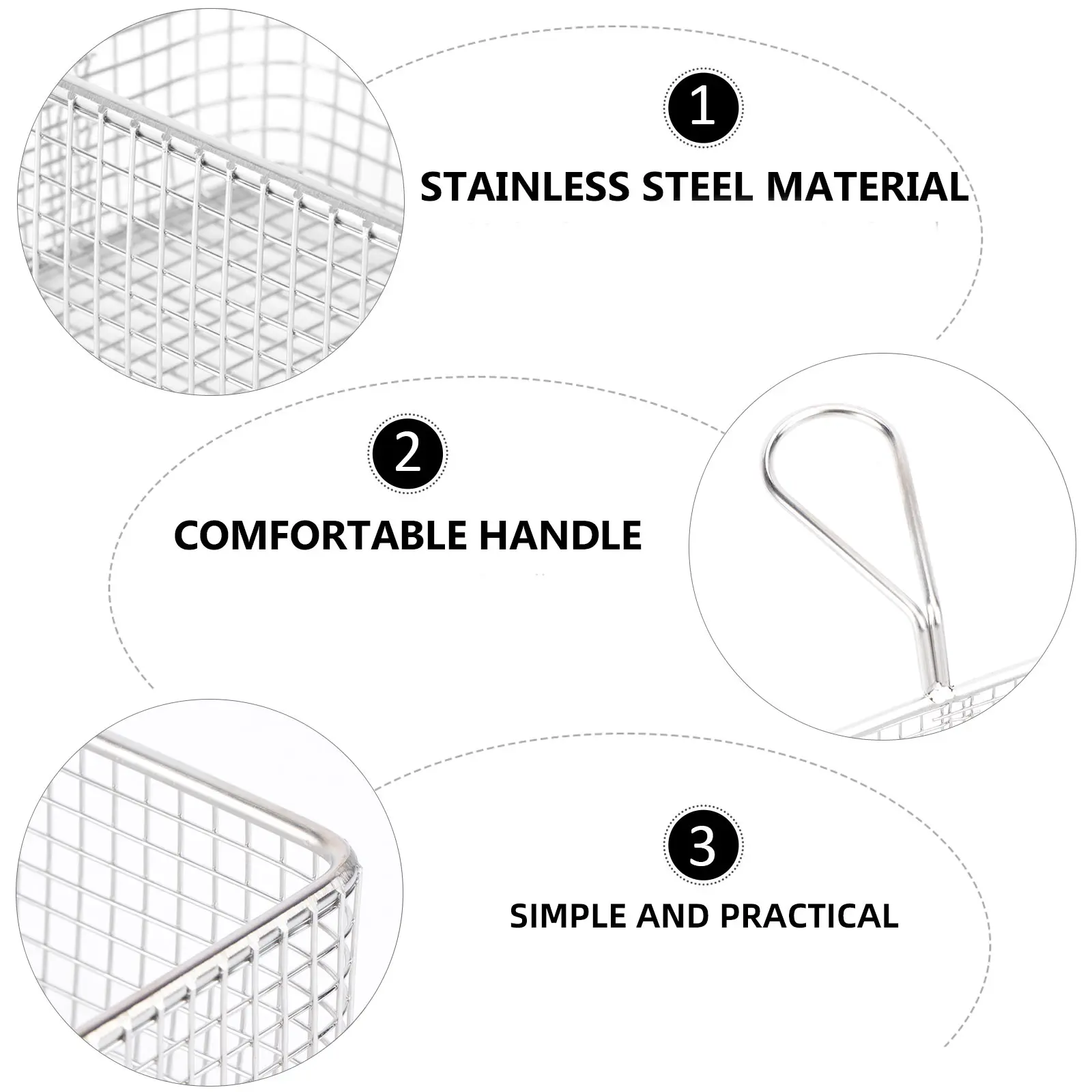 

Fine Mesh Strainer Food Frying Splatter Guard French Fries Stainless Snack Basket Reusable Washable Long H Kitchen