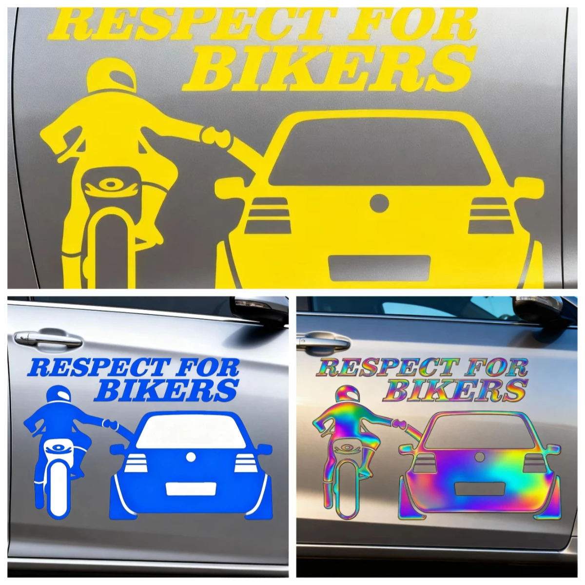 

Car Sticker RESPECT FOR BIKERS Funny Auto Motorcycles Exterior Accssories Vinyl Decal for Skoda VW Audi Ford Jeep Kia,