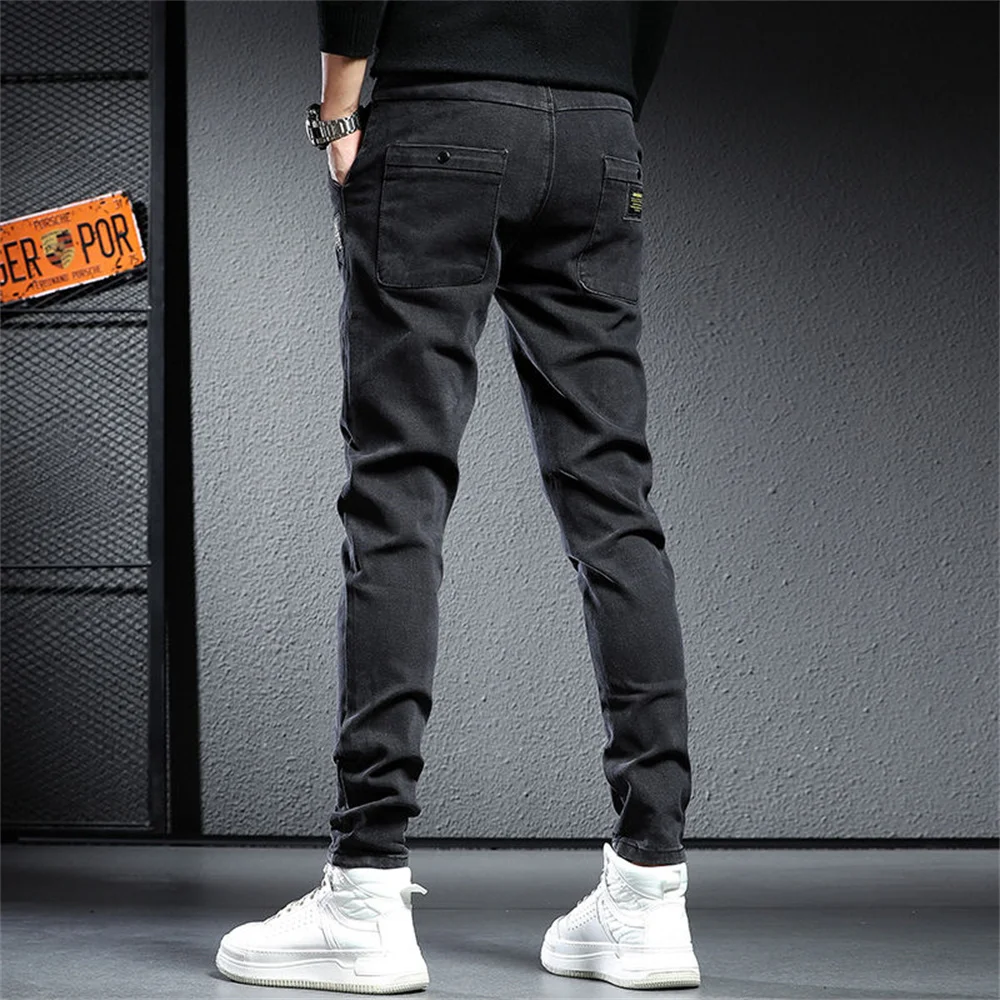 Jeans Kargo Abu-abu Hitam Musim Semi Musim Panas Celana Jogger Denim Ala Jalanan Pria Celana Jeans Harem Longgar Celana Kargo Jeans Pria