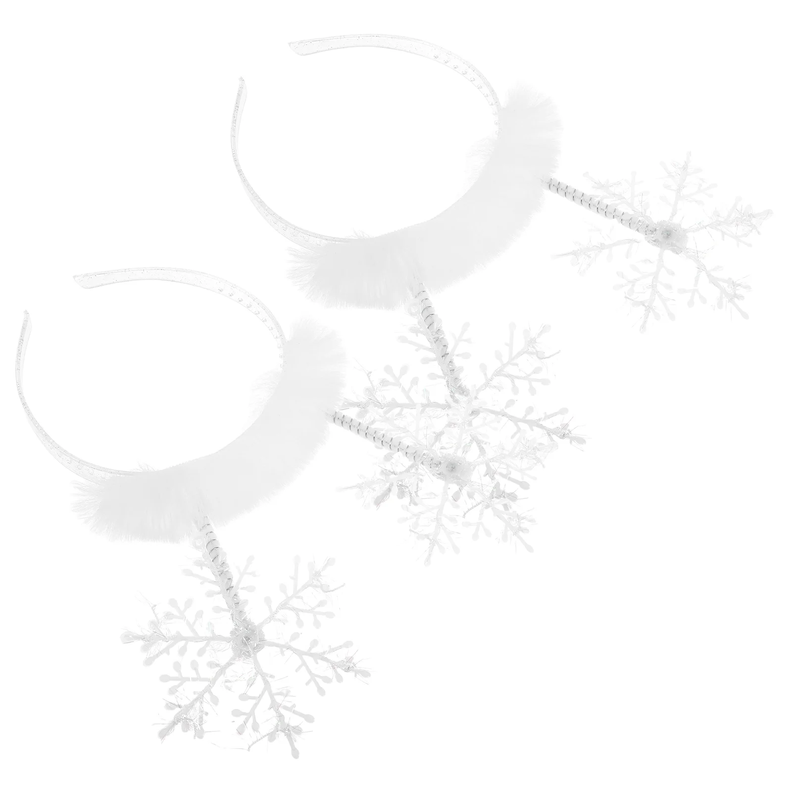 2 Pcs Girl Christmas Outfit Snowflake Headband Snowflakes Hair Toy White Hoop Feather Headdress Bride