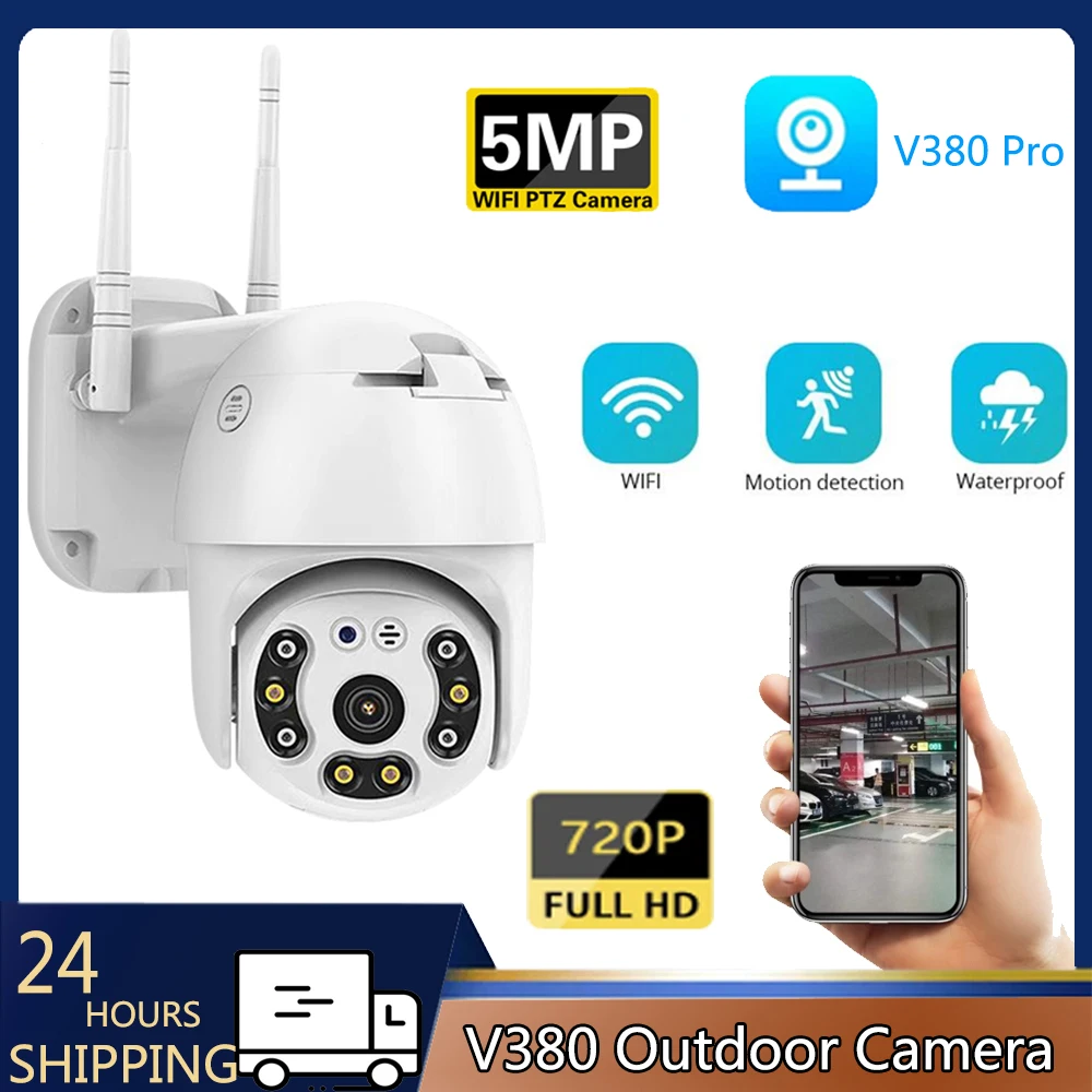 

5MP 720P WiFi IP PTZ Camera Outdoor Motion detection Waterproof Security home Color Night Vision two way audio Camera V380 Pro