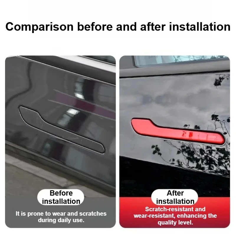 Door Handle Cover for Tesla Model 3 Model Y Juniper Side Camera Cover Left and Right Rearview Mirror Stickers Red Decoration - Detail 1