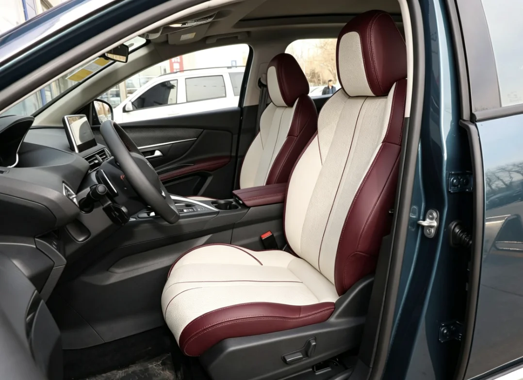 Für Peugeot 5008 2017~2023 Maßgefertigte Autositzbezüge Luxuriöses Nappaleder 100% Passgenau Innenausstattung 360 ° Vollständige Abdeckung – Detail 10