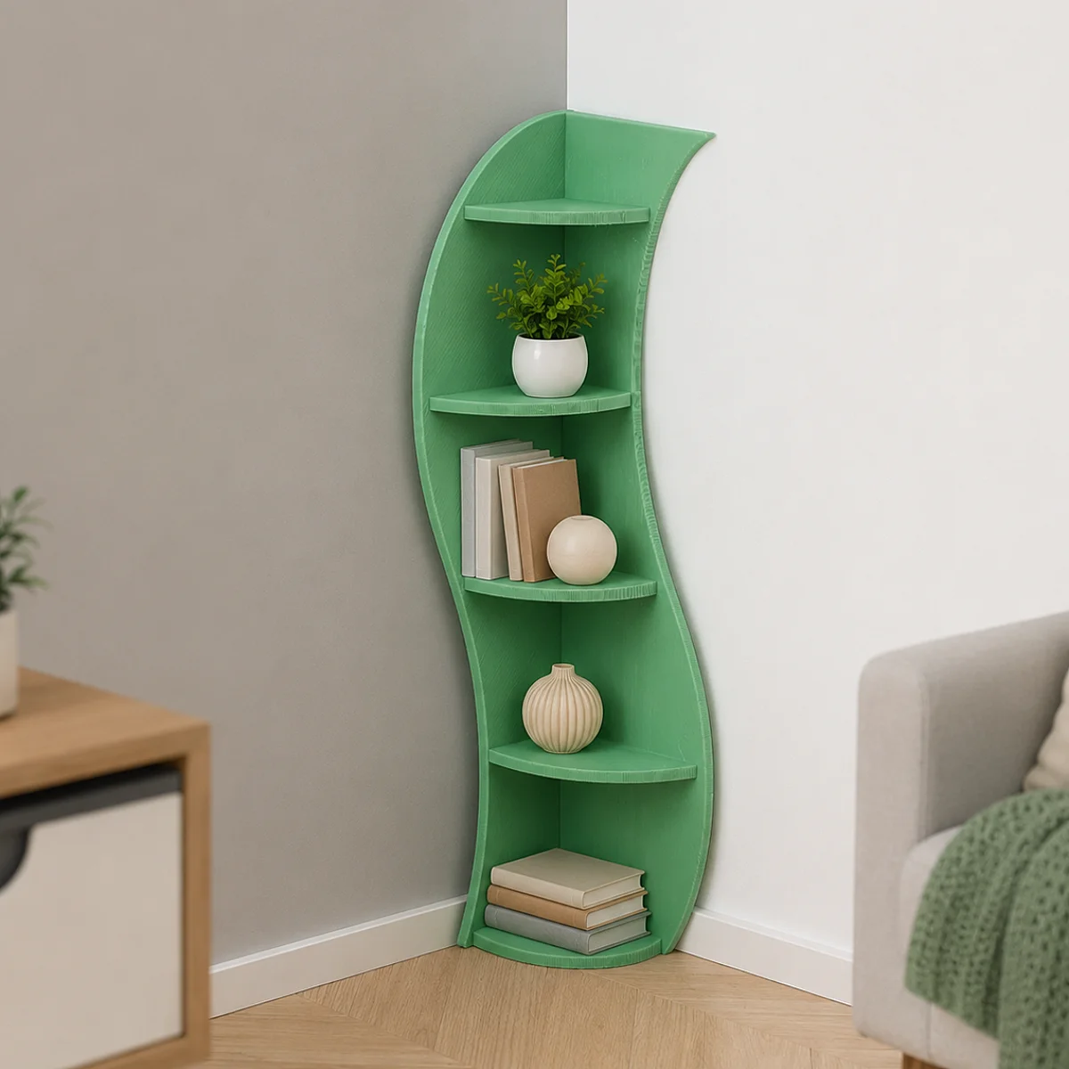 Dollhouse Furniture 1:12 Scale Miniature Corner Cabinet Shelf, Vintage Corner Display Storage Cabinet, Mini Furniture Decorative Shelf, Suitable for Dollhouse Living Room, Bedroom, Study, and Other Scene Arrangements Classic Style Design, Space-Saving, Can Be Used as a Display Rack, Storage Rack, and for Displaying Collectibles. Available in Two Colors, Suitable for Dollhouse Enthusiasts and Miniature Model Collectors to Create Exquisite Room Scenes.