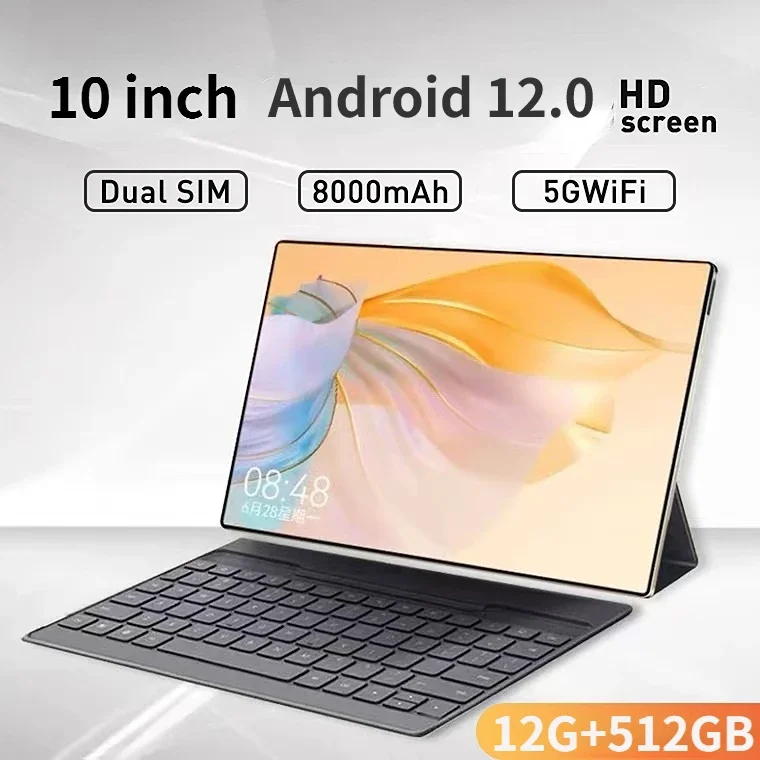 2025 Android 12.0 Tablet PC 10,1 Polegadas 12GB RAM 512GB ROM WIFI GPS 4G LTE Telefone Tablet Presentes Tablet