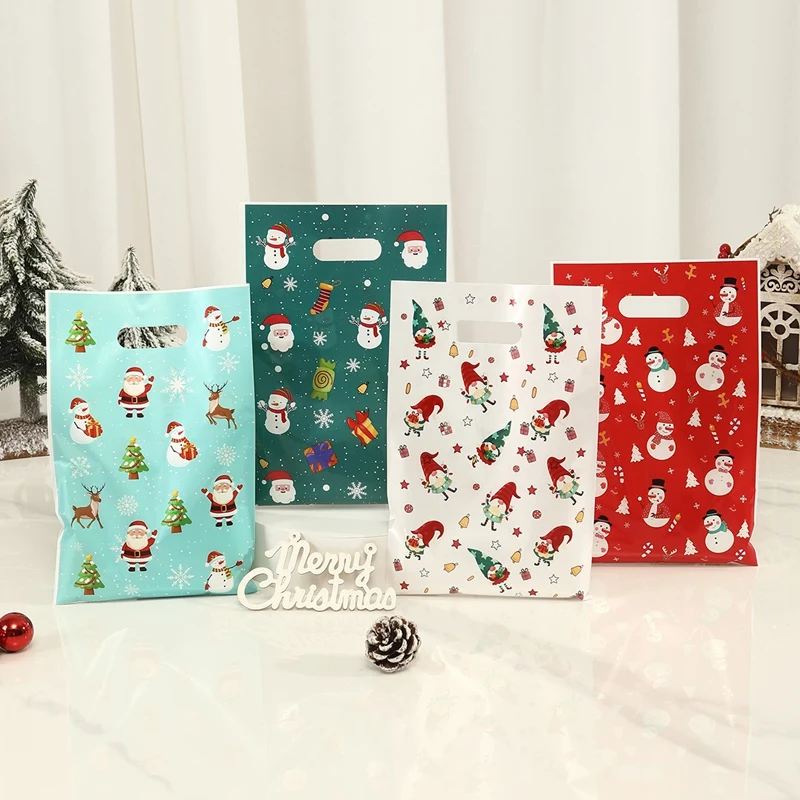 10/20/50 Stück Weihnachtsgeschenktüten 4-Farben-Design Schneemann Süßigkeiten-Partygeschenke für Frohes Neues Jahr 2027 Süßigkeiten-Snack-Verpackungsbeutel – Detail 5