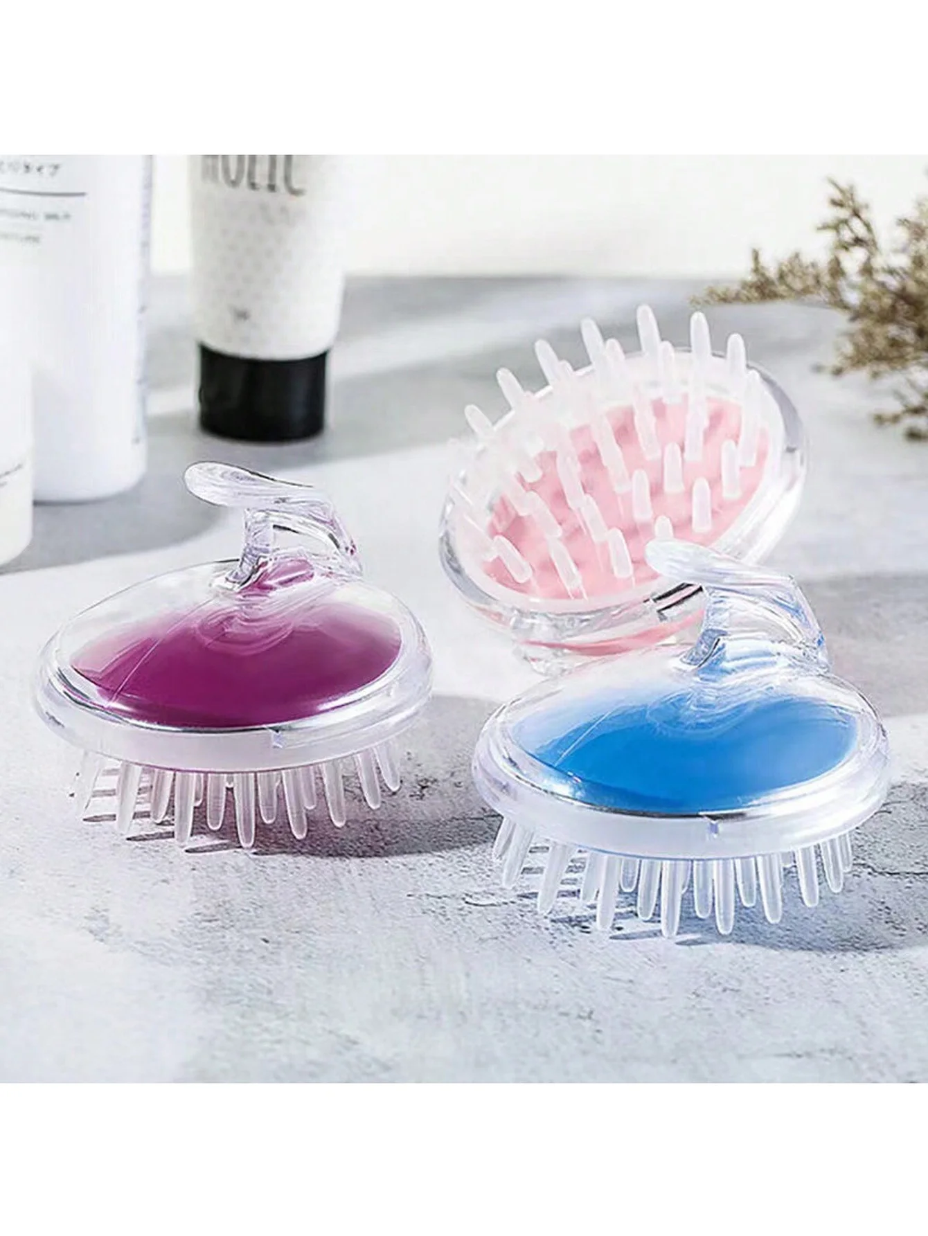 Kristalltransparente Shampoo-Bürste, Silikon-Kopfmassagebürste, Shampoo-Kamm, Anti-Juckreiz-Werkzeug für die Kopfhaut, Shampoo-Kamm und Haarbürste in zwei in einem, abnehmbar und leicht zu reinigen