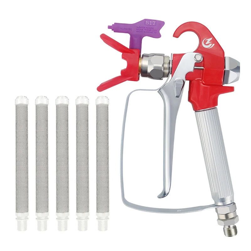 Airless Spray Gun High Pressure XS-818 + Nozzle Seat + 5 x Airless Paint Spray Gun Filter