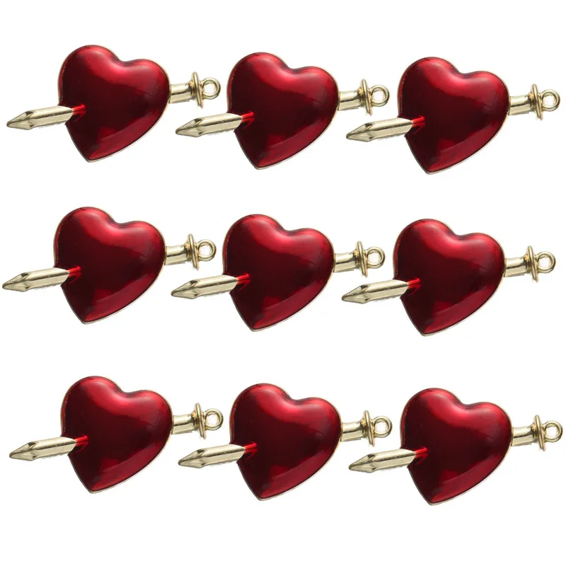10pcs Vintage Halloween Multi-style Heart Charms Pendants for Earrings Bracelet Necklace Jewelry Supplies DIY Accessories