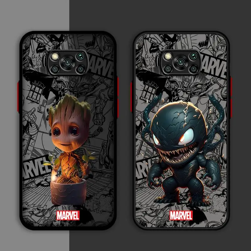 phone case for Xiaomi mi 14 13 11 lite 9t 10c 9a 12 10t pro 13c 11t Los casos matte frosted fundas Marvel Heroes Iron Man Groot