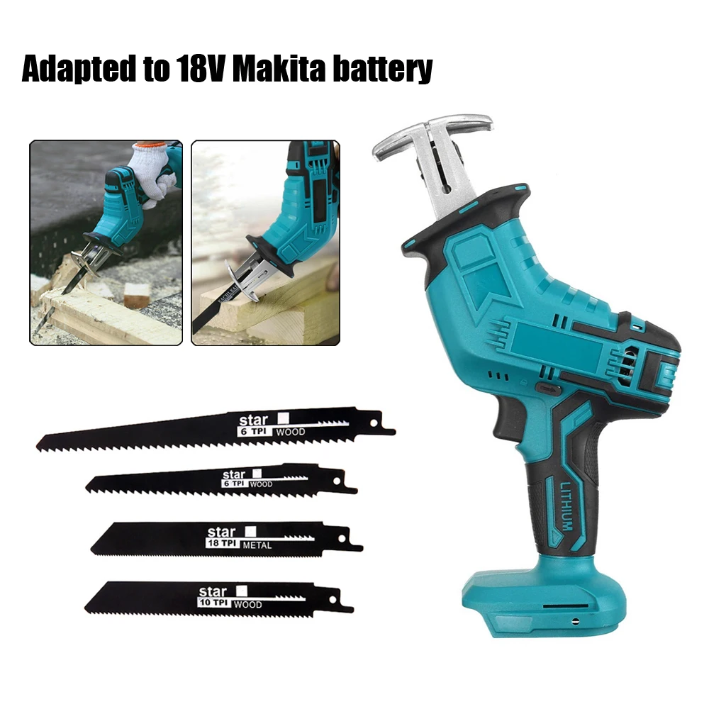 18V Cordless Electric Reciprocating Saw For Makita Battery Variable Speed Metal Wood Cutting Tool AC 110V-240V No Battery In