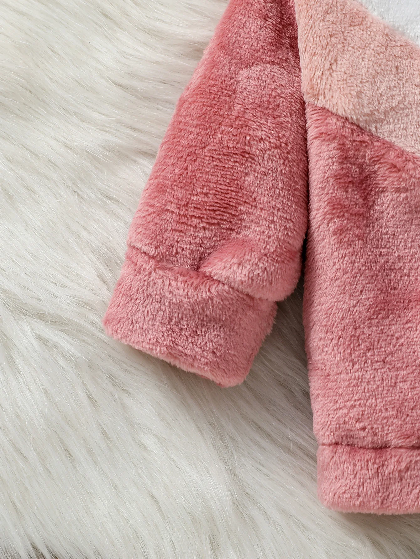 Baby Girl Warm Long Sleeved Hoodie Cute Pink Jacket Plush Winter Clothes for 1-3 Years Children