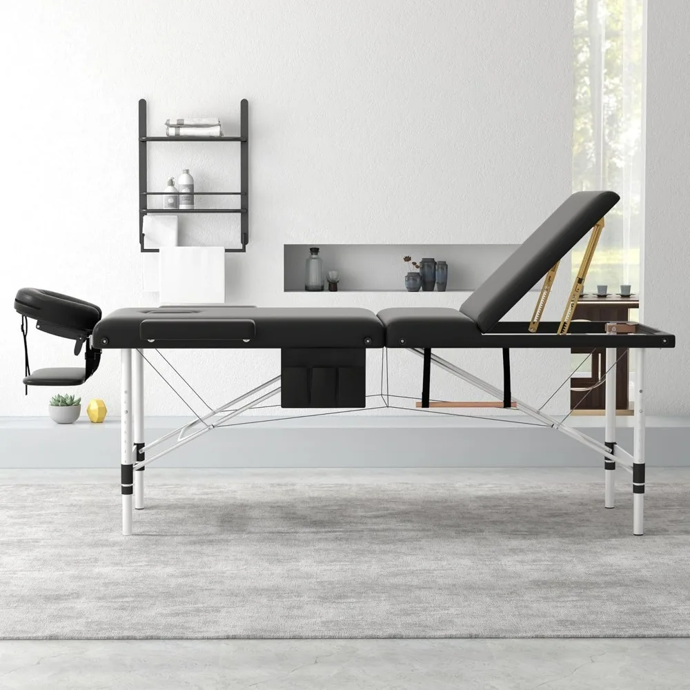 ABET-Table de Énergie Portable Professionnelle à 3 Pliages, Lit d'Esthétique, Réglable, pour Tatouage, Spa, pour le Visage