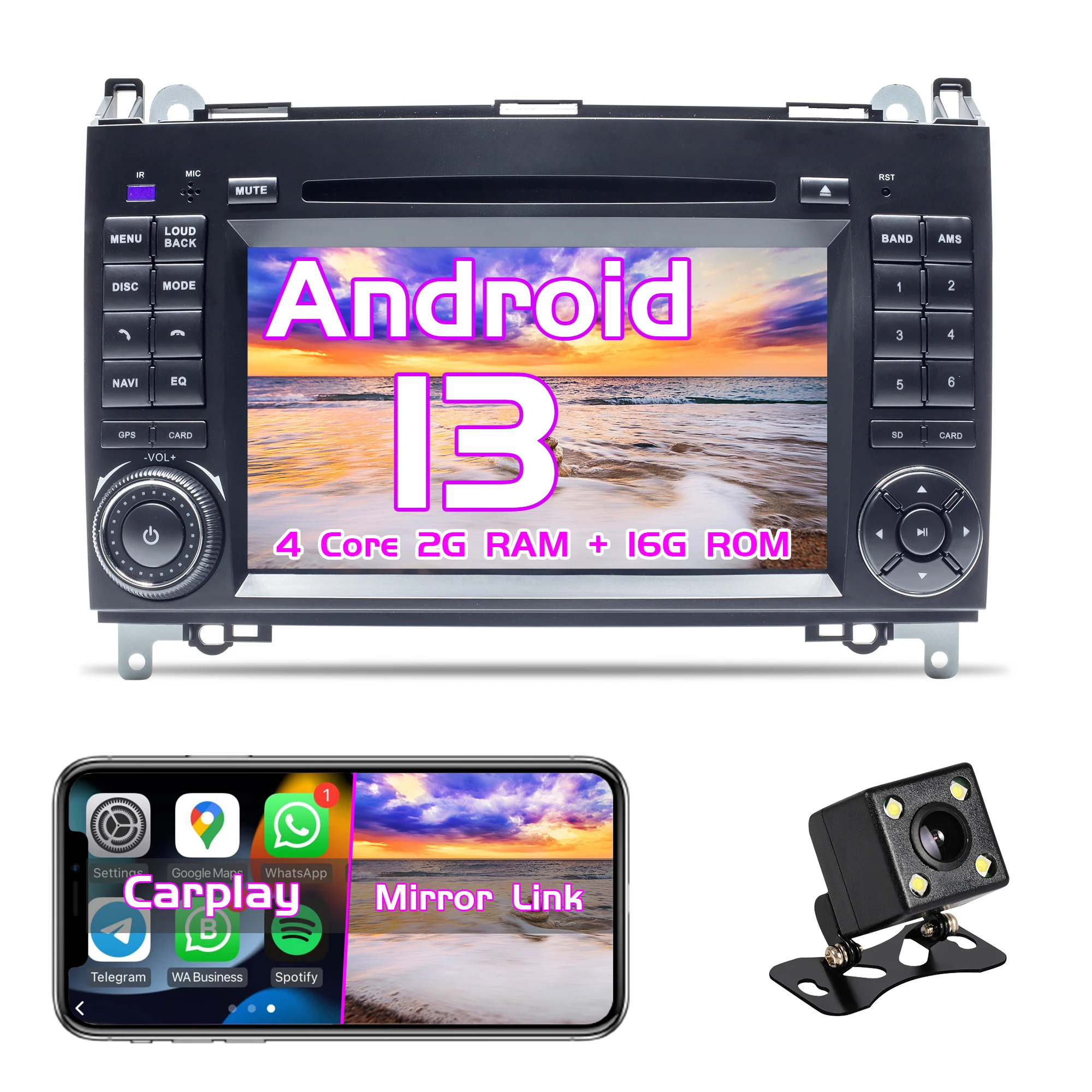 

Android Car radio for Benz W169 W245 B16 B170 B180 B200 W639 Vito Viano W906 Sprinter screen Carplay Android Auto, GPS Navi