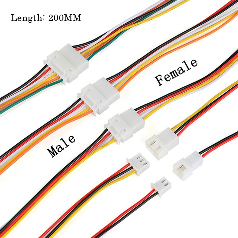 

10Pair 26AWG Micro JST XH 2.54 2P 3P 4P 5P 6PIN Male Female Plug Connector With Wire Cables 200mm