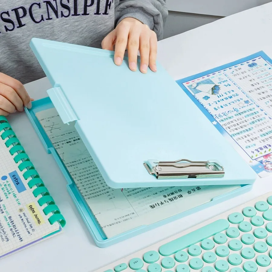 

Waterproof file box a4 with pen slot Writing board Multi-functional paper storage file box Plastic writing board clip