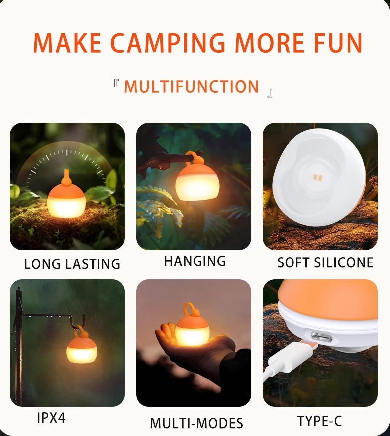 Super Mini Retro Camping Lantern USB Rechargeable Haning Hook Night Light Battery Powered Tent Table Light For Camping Hiking