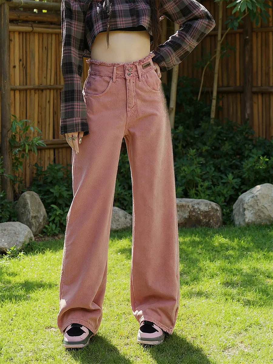 

High Waist Wide Leg Jeans For Girls Denim Pants Women Clothes Spring Aesthetics Micro-Flared Boho Commuting Office Lady Young BF