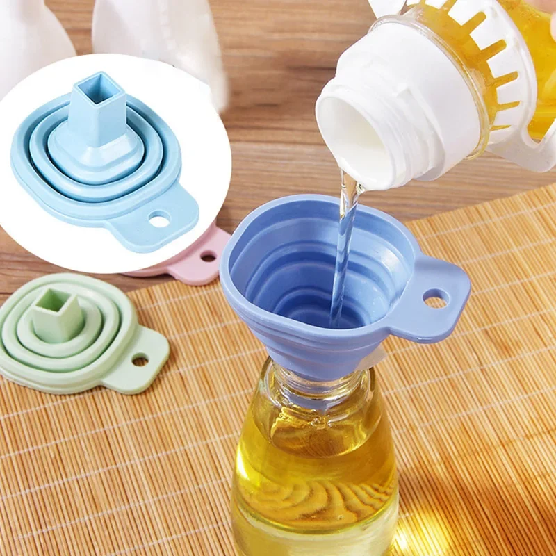 3PCS Square Shaped Silicone Folding Funnel Household Liquid Dispensing Portable Funnel Kitchen Tool