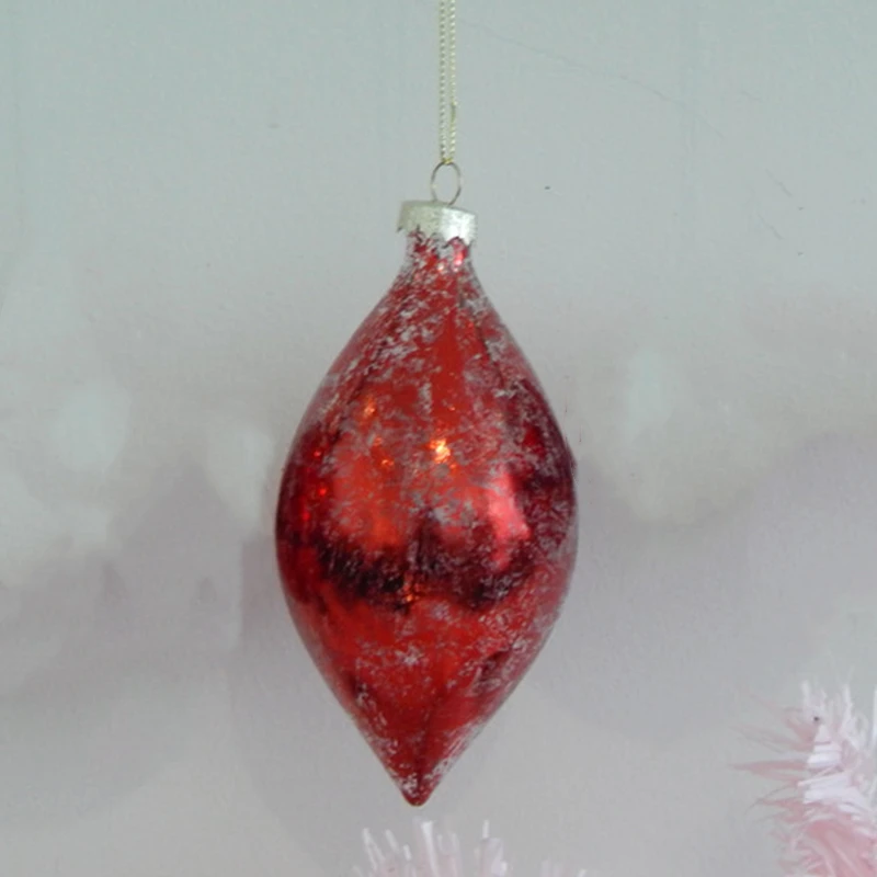 

Small Packing Different Diameter=7cm 8cm 10cm Red Silver Glass Cone Pendant Decoration Christmas Day Gift Tree Ornament Topper