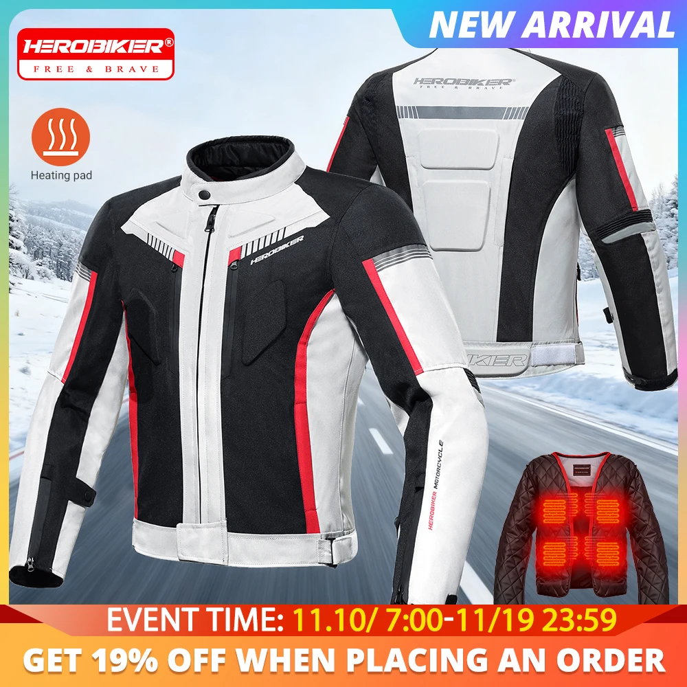 

Men's Motorcycle Heated Jacket Winter Heating Motocross Racing Off-road Jacket Moto Riding Body Protective Gear Anti-fall