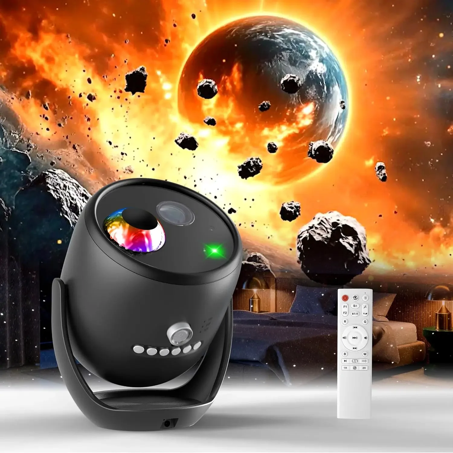 3D Galaxy Projector, 3D Visual Star Projector with 90 3D Scenes, Planetarium Projector with Bluetooth Speaker, Moving Stars, Nig