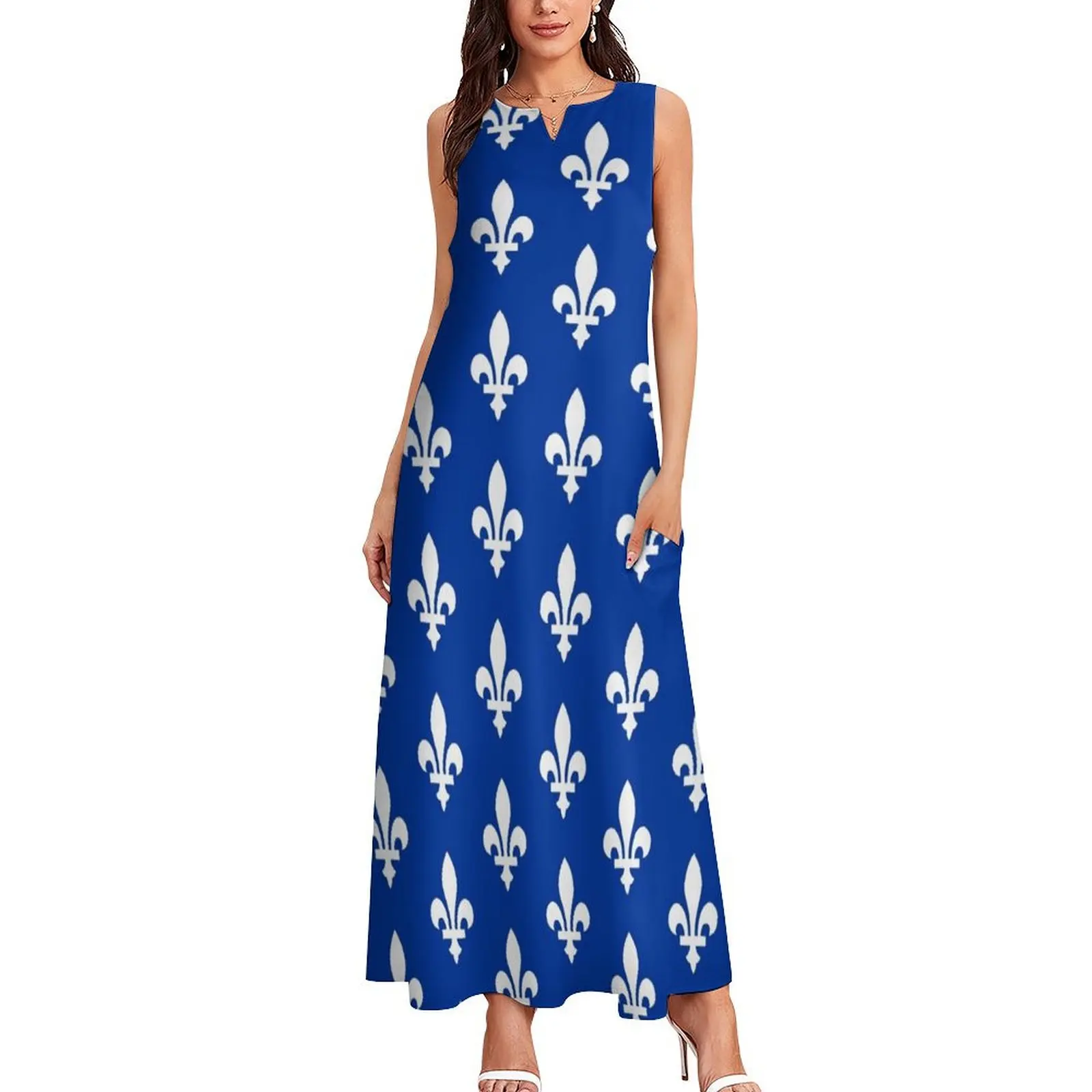 Quebec Flag Canadian Province Long Dress birthday dress for women elegant dress