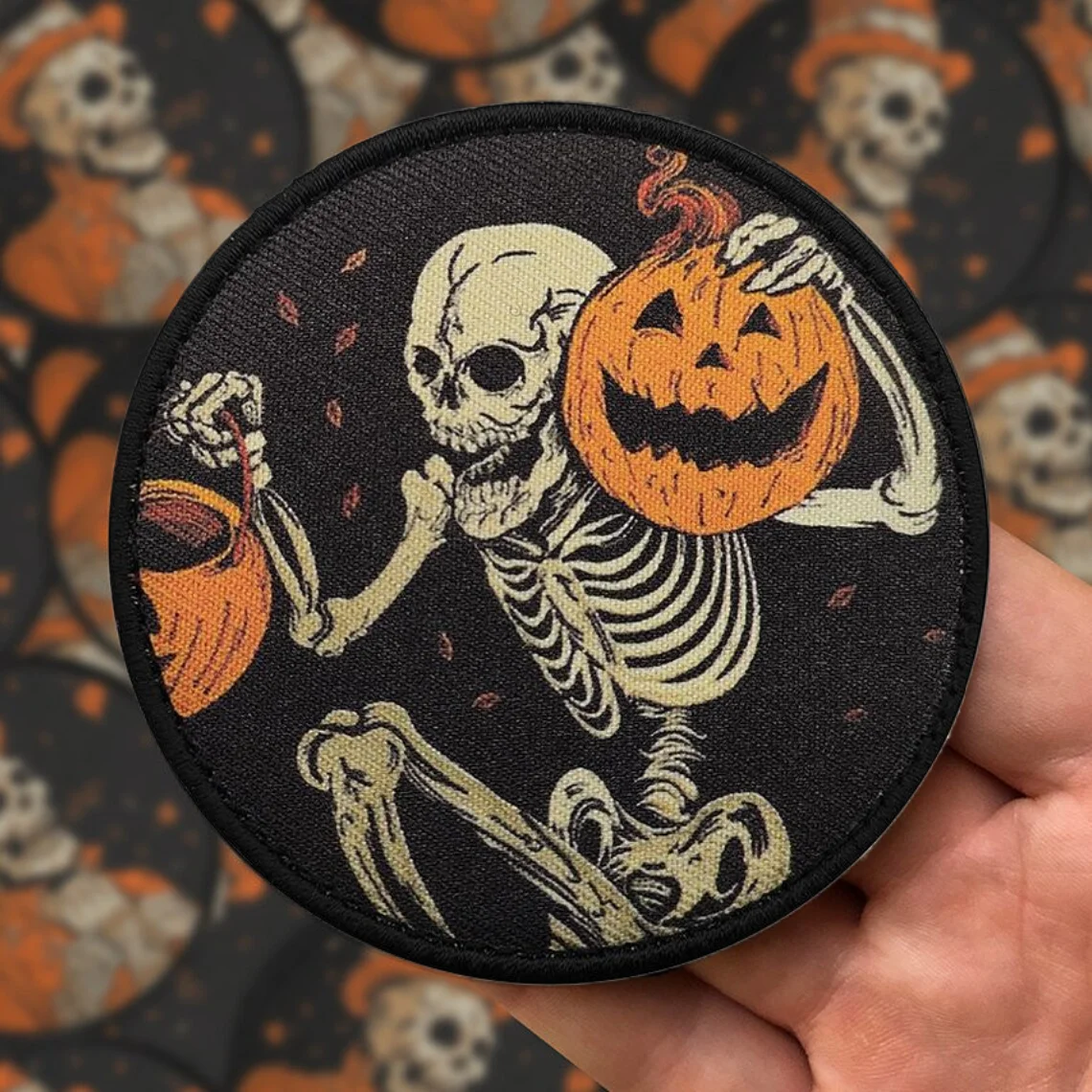 Halloween Pumpkin Night Printing Tactical Morale Badge Patch Victoria Autumn Skull Badge Hook and Loop Outdoor Backpack Sticker