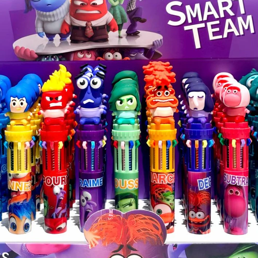 2024 New Movie Animation Around Inside Out Ten-Color Ballpoint Pen Students Cute Cartoon Multi-Color Hand Pen Press Oil Pen