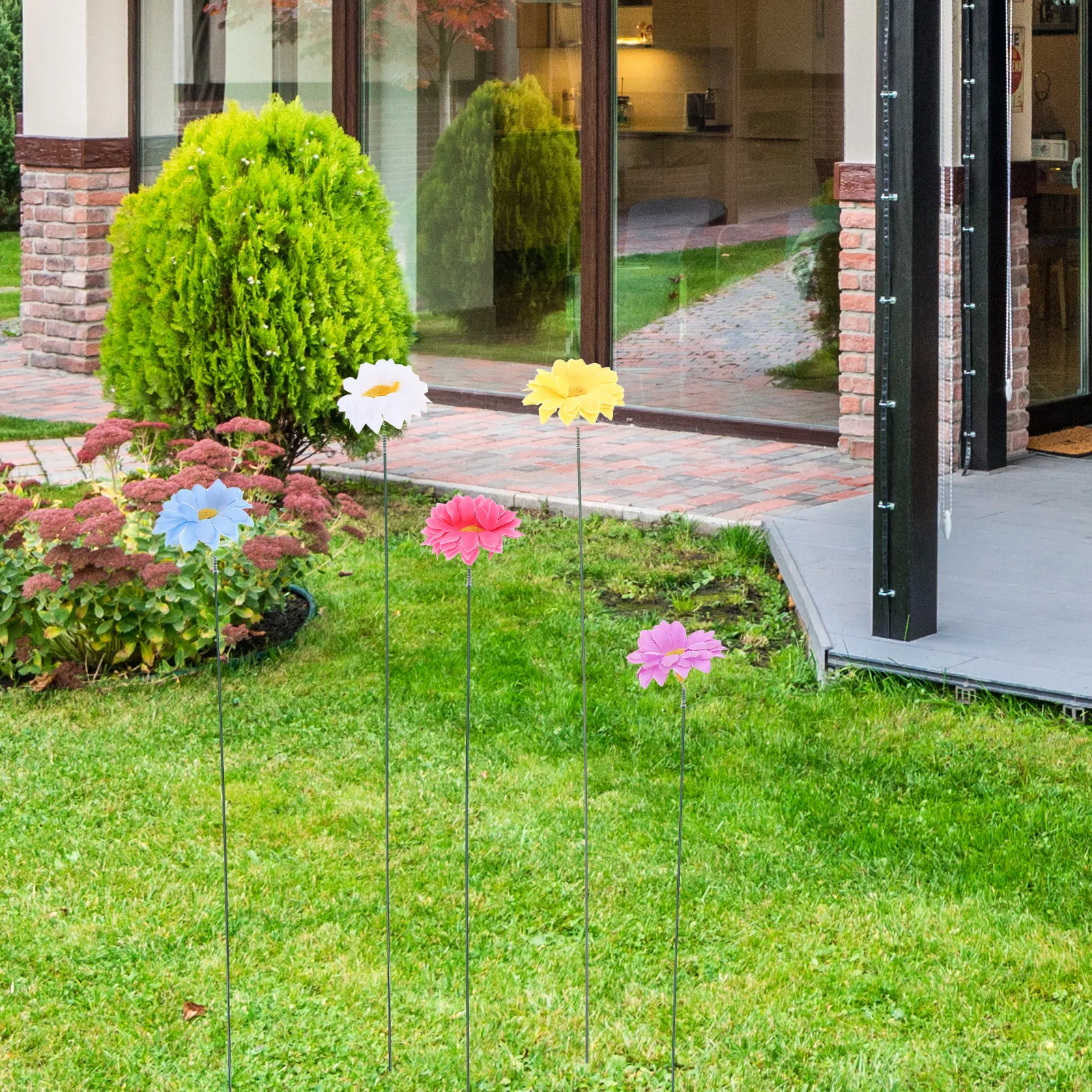 

10 шт. декоративных садовых колышков, цветные, для украшения цветов, прочные, износостойкие, для газона, садовых дорожек, двора, наружного декора