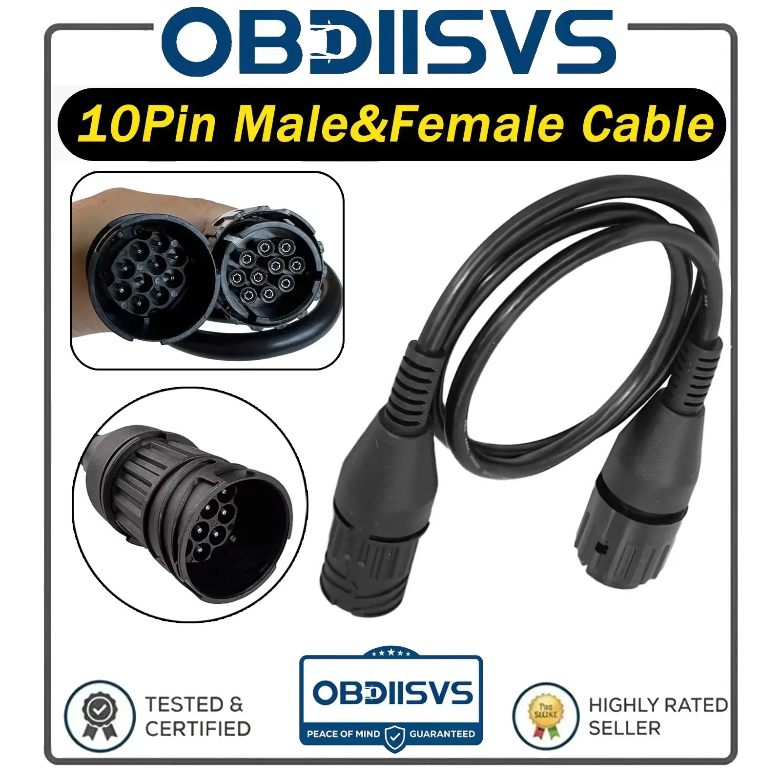 10Pin to 10Pin Diagnostic Cable For BMW Motorcycles 10Pin Male to Female Compatible for F/R/K/S Series OBD2 Scanner Connector