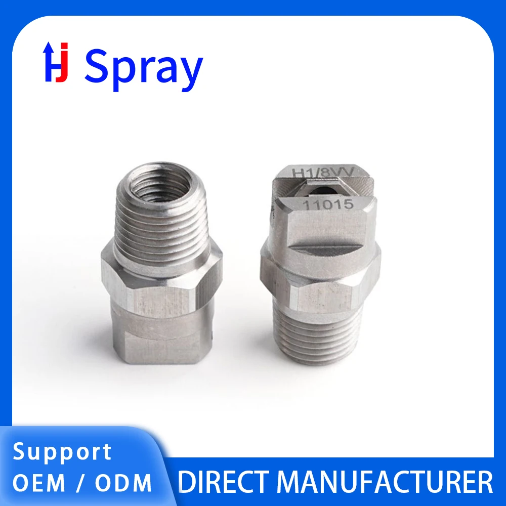 

Форсунка плоскоструйная Huajue OEM/ODM из нержавеющей стали, 1 дюйм, с наружной резьбой BSPT, серия HVV, угол распыления 40 градусов, для очистки/удаления пыли