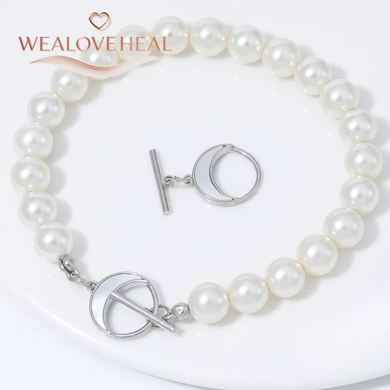 Rhodiumbeschichteter Messing-Halbmond-OT-Knebelverschluss mit eingelegter Muschel für DIY-Armband-, Halsketten- und Schmuckherstellungszubehör. – Detail 15