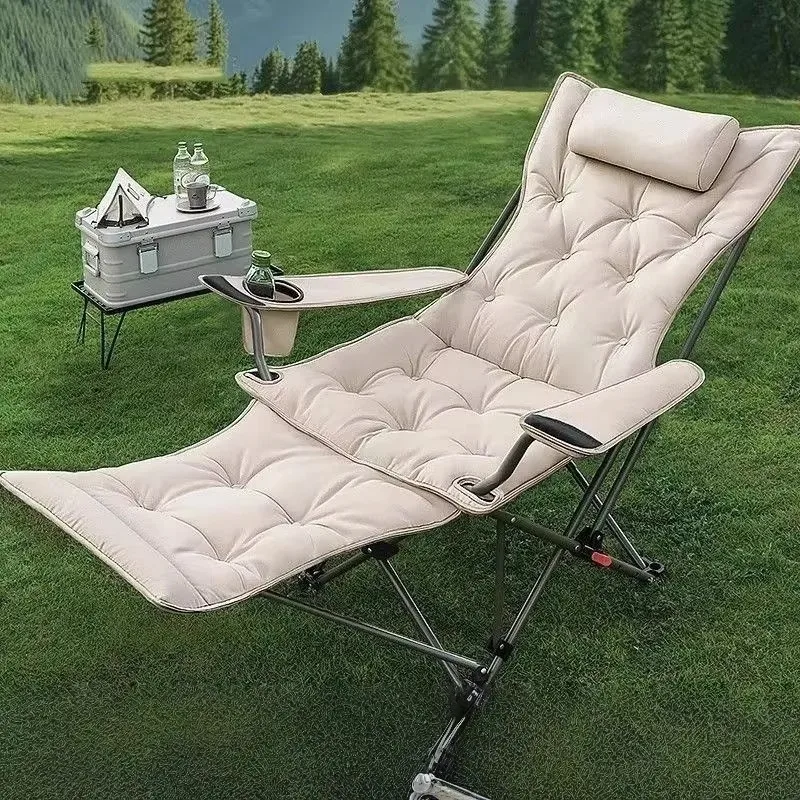 Modern Customizable Folding Recliner Lunch Rest Bed Four-gear Arm Thickened Metal Legs  Installation Outdoor Beach Chair