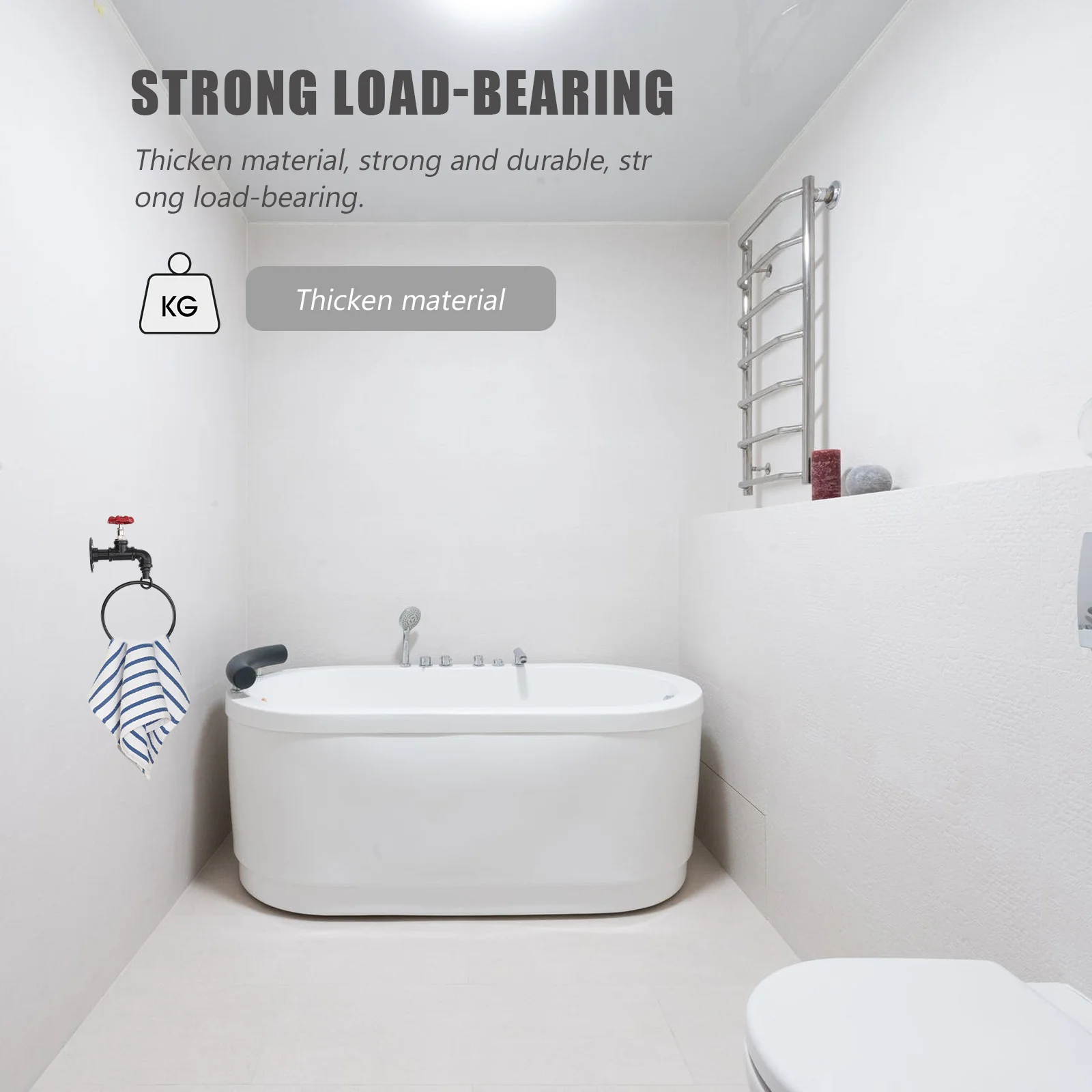 

1Pcs Round Towel Ring Black Hanging Rod Easy Install Bathroom Supply Neat Storage High Bearing Towel Ring Iron Tower Holder