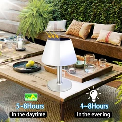 Solar Table White Night Light Household Outdoor Garden Indoor Desk Solar Read Lamp Stainless Steel Balcony LED Lighting Lamps