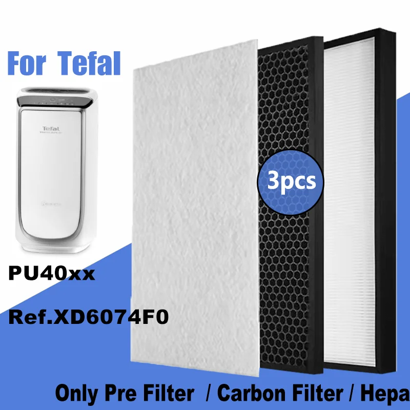 for Rowenta Tefal Air Purifier PU40XX Intense Pure Air XD6074F0 Replacement Hepa Activated Carbon Filter