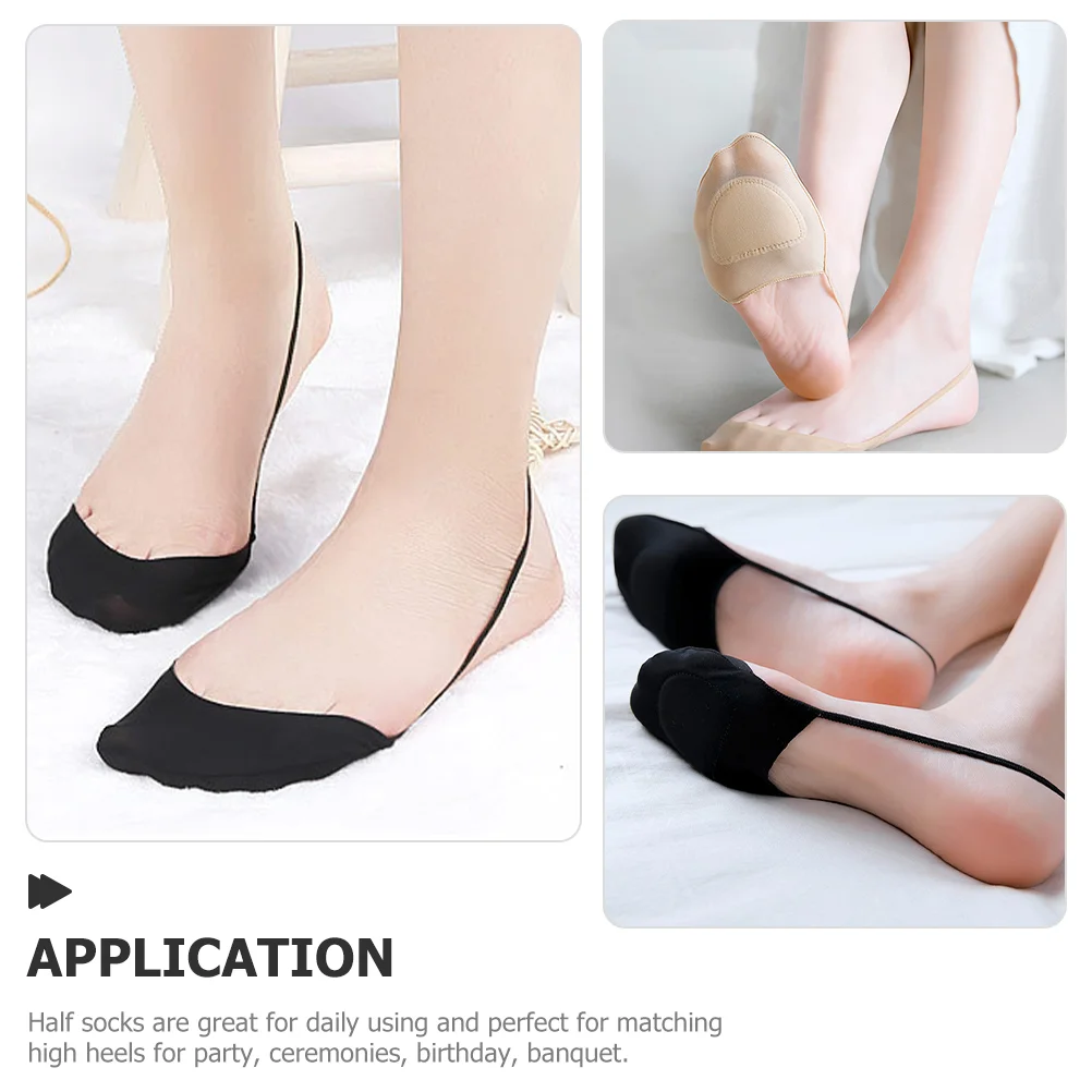 2 Pairs Invisible Stocking Suspenders Womens Socks for High Heels Toe Topper Summer Style Half Spandex Cushions Miss