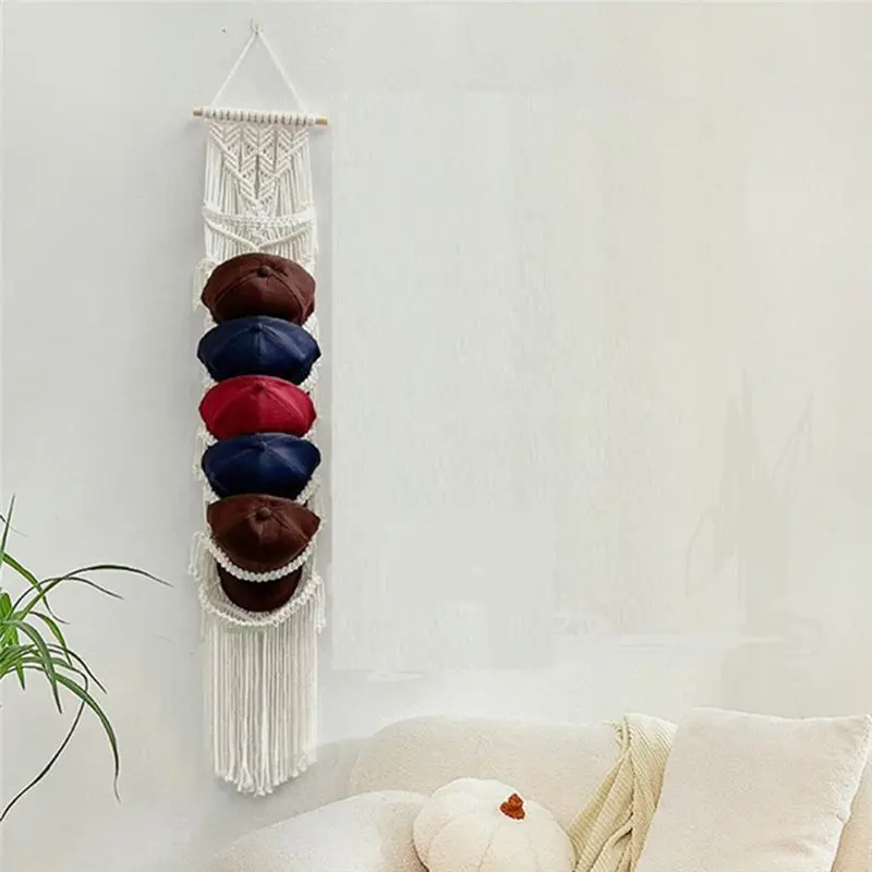 AF93-غطاء كروي شماعات-بوهو مكرامية حامل قبعة جدار قبعة منظم لحامل قبعة بيسبول فوق الباب ، حامل القبعة للجدار ، رف القبعة #4