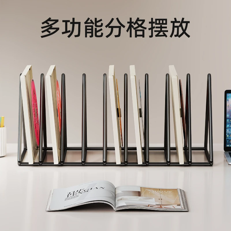 Metal Triangle CD Display Rack, Desktop Divided Holder for Albums, Discs, Tapes, Home Media Collection Organizer